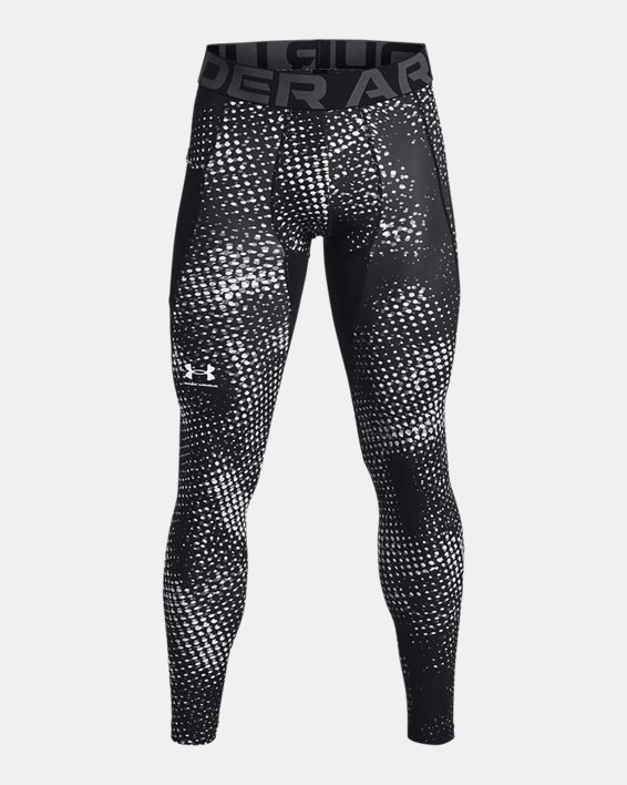 Men's HeatGear® Armour Printed Leggings, Black, pdpMainDesktop image number 1
